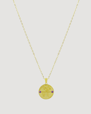 Cvlcha Aquarius Zodiac Gold Necklace on a light grey background