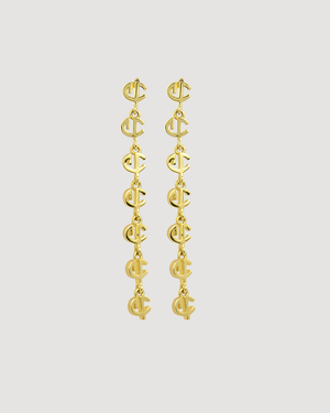 Signature Golden CVLCHA drop earrings in 14k gold plated sterling silver featuring an elegant elongated drop design.