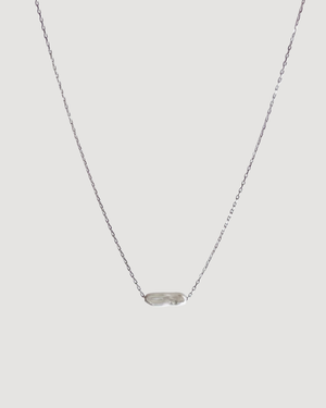 Elara freshwater pearl necklace in Silver featuring an elongated natural pearl on a fine chain - cvlcha