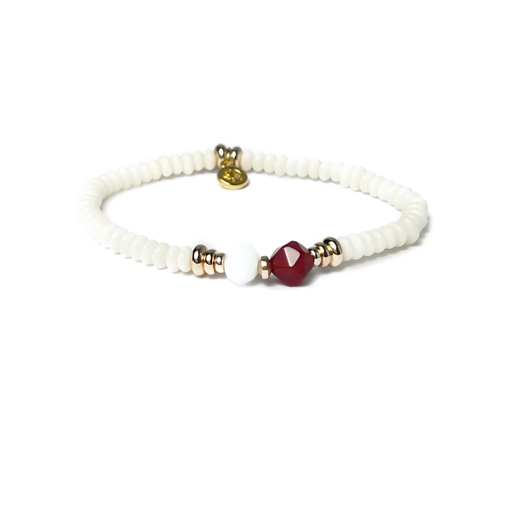 MAYKA Coral Red Agate Beaded Bracelet - CVLCHA