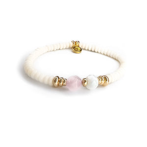 MAYKA Coral Rose Quartz Beaded Bracelet - CVLCHA