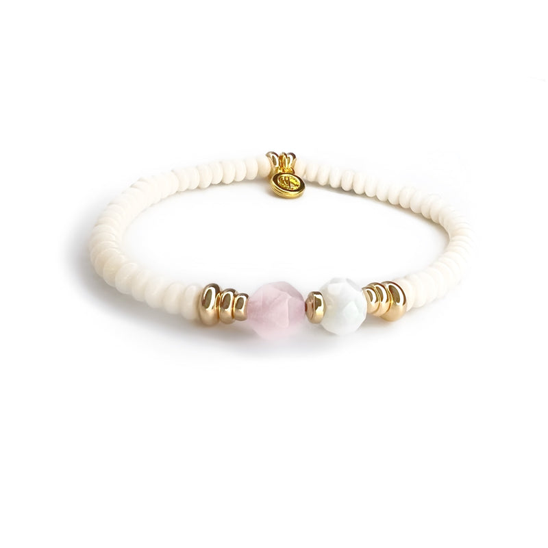 MAYKA Coral Rose Quartz Beaded Bracelet - CVLCHA