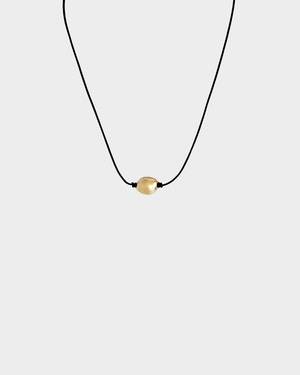 Mila Necklace | Gold Bead Leather Necklace