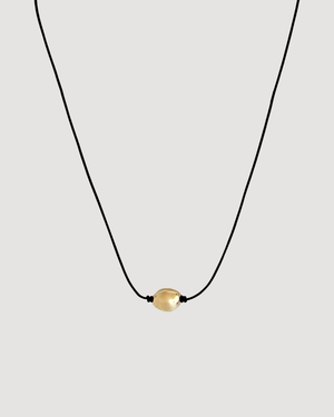 Mila Necklace | Gold Bead Leather Necklace