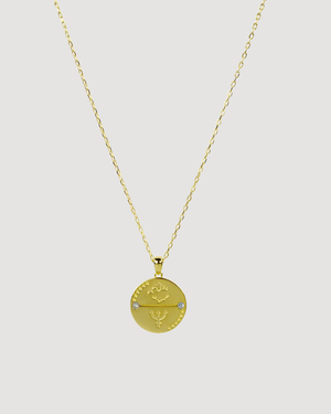 Cvlcha Pisces Zodiac Gold Necklace on a white background