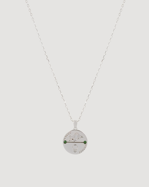 Cvlcha Silver Taurus necklace with a round pendant on a white background