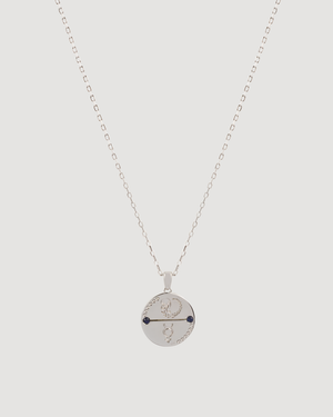 Cvlcha Virgo Zodiac pendant Silver with a chain on a white background