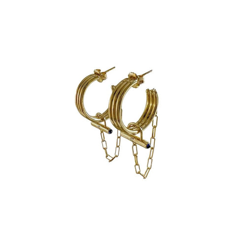 ADIRA Crystal Rod Hoop Earrings - CVLCHA