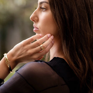 Adira Gold Crystal point gold contemporary ring CVLCHA
