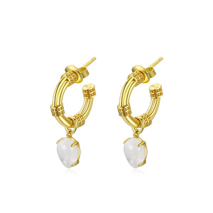Raw Moonstone Hoop Earrings - CVLCHA
