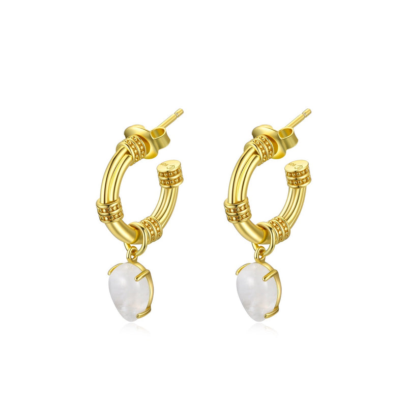 Raw Moonstone Hoop Earrings - CVLCHA