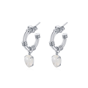 Raw Moonstone Hoop Earrings - CVLCHA