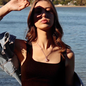 Raw Amethyst Gemstone Meditrina Necklace - CVLCHA