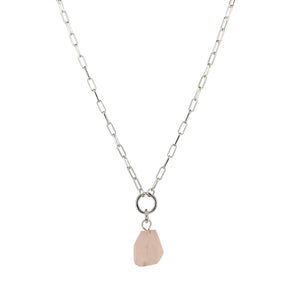 Raw Rose Quartz Amara Necklace - CVLCHA