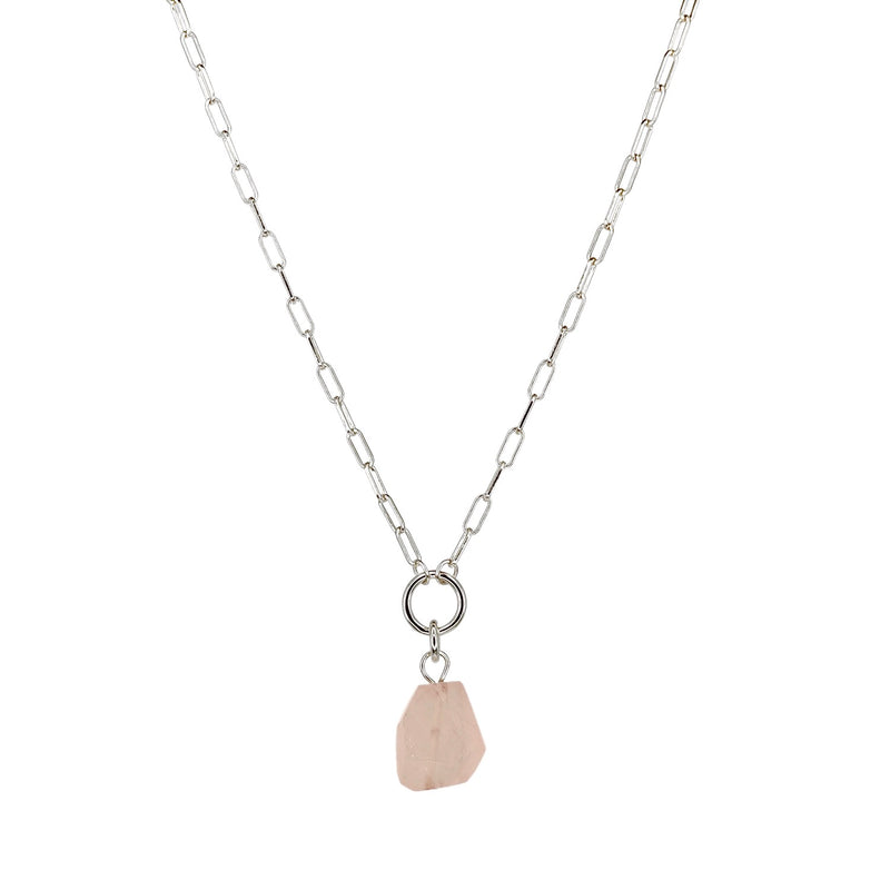 Raw Rose Quartz Amara Necklace - CVLCHA