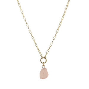 Raw Rose Quartz Amara Necklace - CVLCHA