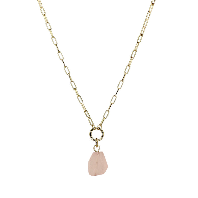 Raw Rose Quartz Amara Necklace - CVLCHA
