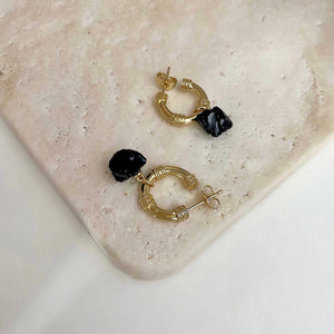 CVLCHA Black Onyx Hoop Earrings - CVLCHA