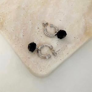 CVLCHA Black Onyx Hoop Earrings - CVLCHA