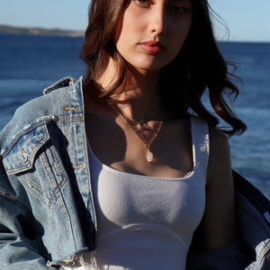 Raw Rose Quartz Amara Necklace - CVLCHA
