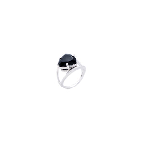 LYNDA Black Trillion Cut Statement Ring – Silver - CVLCHA