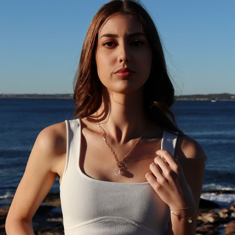 Raw Amethyst Gemstone Meditrina Necklace - CVLCHA