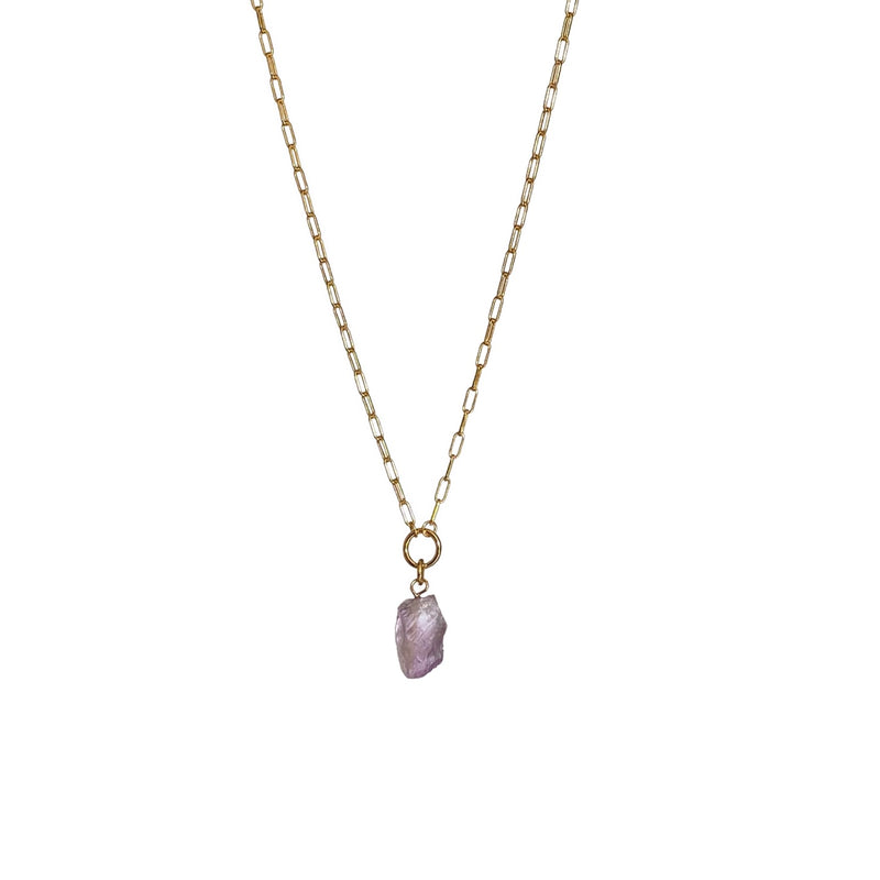 Raw Amethyst Gemstone Meditrina Necklace - CVLCHA