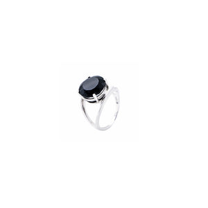 NOIR Black Crystal Statement Ring – Silver- CVLCHA