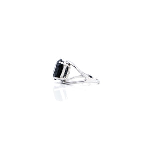NOIR Black Crystal Statement Ring – Silver- CVLCHA