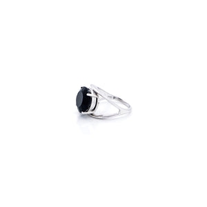 NOIR Black Crystal Statement Ring – Silver - CVLCHA